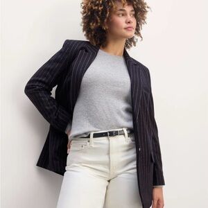 Everlane Navy Pinstripe Blazer